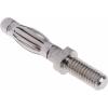 Schutzinger Banánek, 4 mm, 33 V ac, 70V dc, 32A, Stříbrná, Vnější Závit M4, materiál kontaktu: Slitina berylia a mědi,