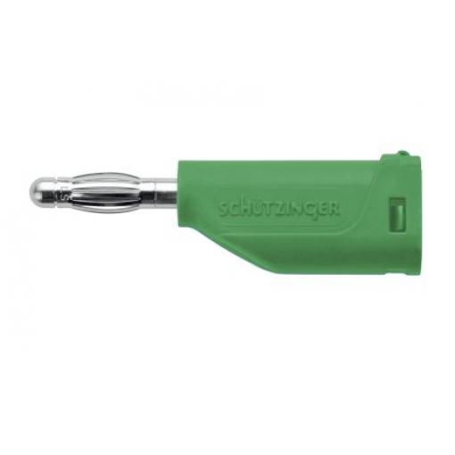 Banánek, 16A, 4 mm, 33 V ac, 70V dc, Zelená, Samec, materiál kontaktu: Beryliová měď, délka: 44mm Banánek