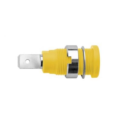 Schutzinger Zásuvka na banánky, 4 mm, 1000V, 10A, Žlutá, Vnitřní, materiál kontaktu: Mosaz, délka: 35 mm, pokovení