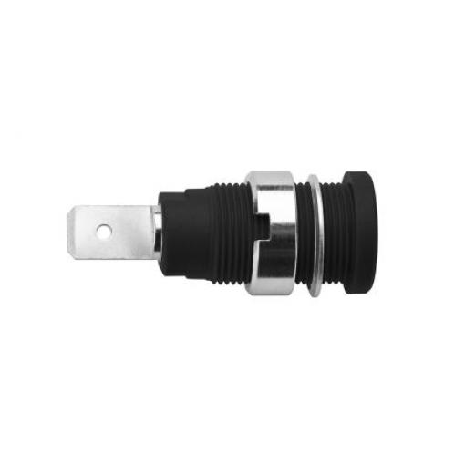 Schutzinger Zásuvka na banánky, 4 mm, 1000V, 10A, Černá, Vnitřní, materiál kontaktu: Mosaz, délka: 35 mm, pokovení