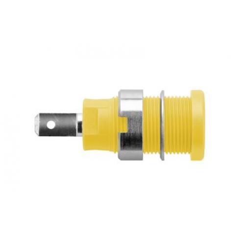 Schutzinger Zásuvka na banánky, 4 mm, 1000V, 24A, Žlutá, Vnitřní, materiál kontaktu: Mosaz, délka: 33 mm, pokovení