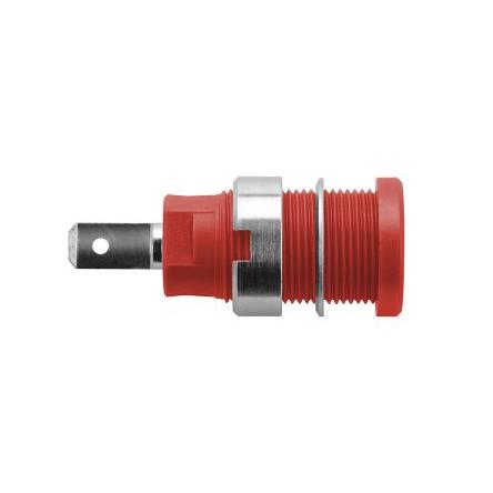 Schutzinger Zásuvka na banánky, 4 mm, 1000V, 24A, Červená, Vnitřní, materiál kontaktu: Mosaz, délka: 33 mm, pokovení