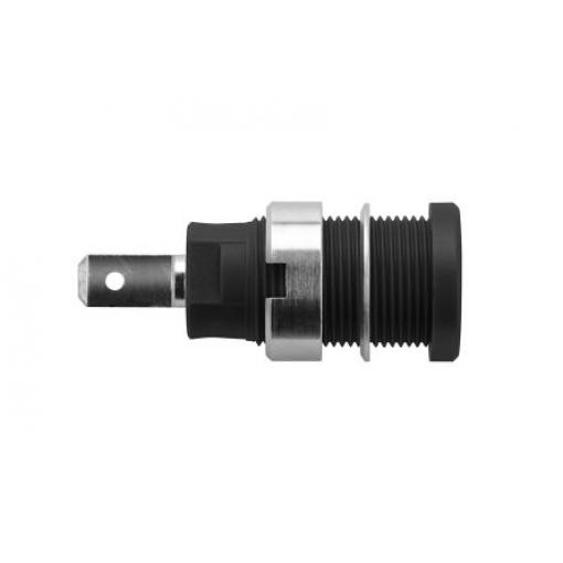 Schutzinger Zásuvka na banánky, 4 mm, 1000V, 24A, Černá, Vnitřní, materiál kontaktu: Mosaz, délka: 33 mm, pokovení