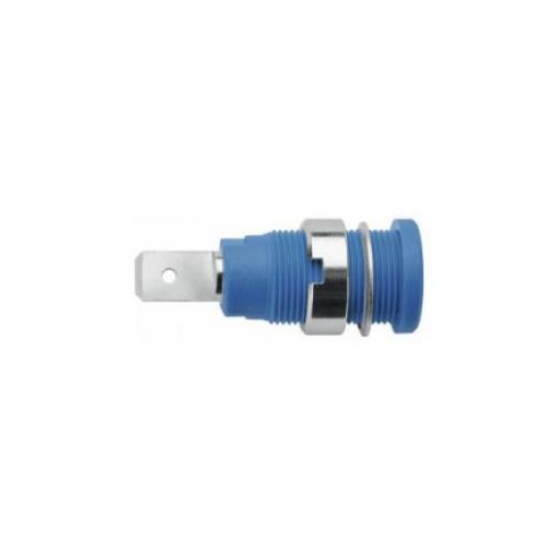 Schutzinger Zásuvka na banánky, 4 mm, 1000V, 24A, Modrá, Vnitřní, materiál kontaktu: Mosaz, délka: 34 mm, pokovení