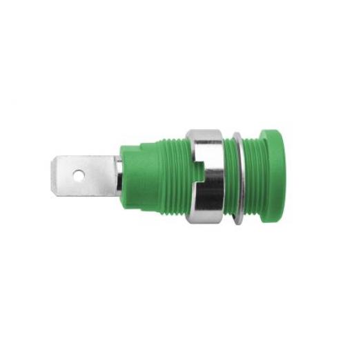 Schutzinger Zásuvka na banánky, 4 mm, 1000V, 24A, Zelená, Vnitřní, materiál kontaktu: Mosaz, délka: 34 mm, pokovení