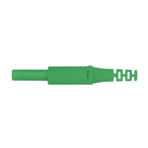 Schutzinger Banánek, 4 mm, 1000V, 32A, Zelená, Vnější Šroubová, materiál kontaktu: Slitina berylia a mědi, délka: 33.9