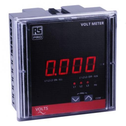 Digitální voltmetr Digitální 4číslicový AC/DC 90 mm 90 mm, přesnost měřicího přístroje: Class 1.0 RS PRO
