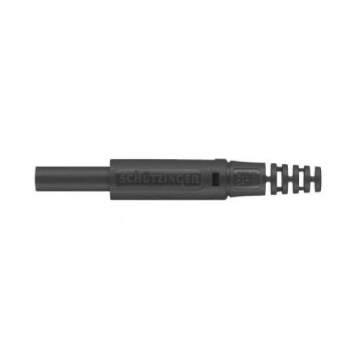 Schutzinger Banánkový konektor, 2 mm, 600V, 10A, Černá, Vnější Krimpovací, materiál kontaktu: Zlatá, Nikl, pokovení