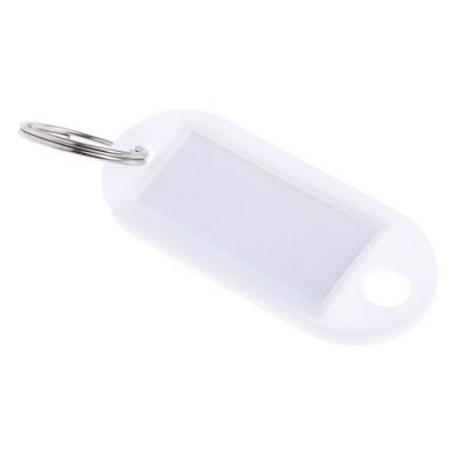 RS PRO Plastový štítek klíčů Bílá, Kroužek na klíče 50 mm Plastové, množství v balení: 25 Per Pack
