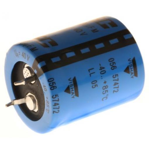 Kondenzátor, řada: 056 PSM-SI 4700 μF ±20 % 82mΩ 40 V dc Pájecí MAL205657472E3, Zacvakávací montáž Vishay