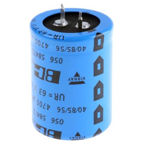 Kondenzátor, řada: 056 PSM-SI 4700 μF ±20 % 50mΩ 63 V dc, Zacvakávací montáž Vishay