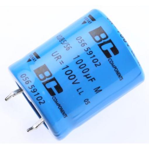 Kondenzátor, řada: 056 PSM-SI 1000 μF ±20 % 265mΩ 100 V dc Pájecí MAL205659102E3, Zacvakávací montáž Vishay