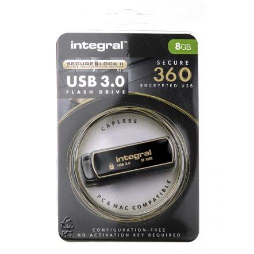 Flash disk se softwarovým šifrováním 8 GB AES-256 USB 3.0 197 Integral Memory SLC 0 °C 0 °C
