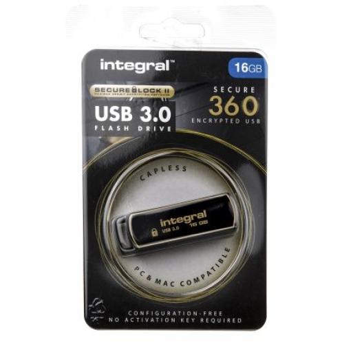 Flash disk se softwarovým šifrováním 16 GB AES-256 USB 3.0 197 Integral Memory SLC 0 °C 0 °C
