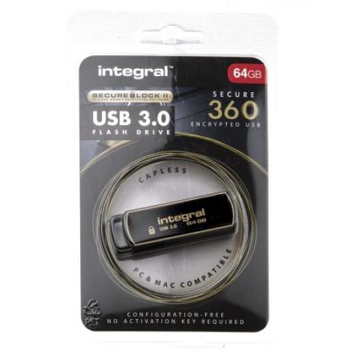 Flash disk se softwarovým šifrováním 64 GB AES-256 USB 3.0 197 Integral Memory SLC 0 °C 0 °C