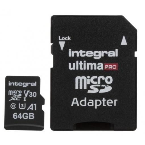 MicroSD 64 GB MicroSDXC Integral Memory Třída 10, UHS 1 U3 70 °C -25 °C