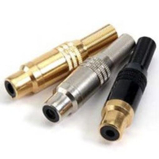 Deltron Zásuvka RCA, orientace těla: Rovný, Kabel, pokovení: Zlatá 5A, materiál kontaktu: Mosaz, 50 V ac, materiál