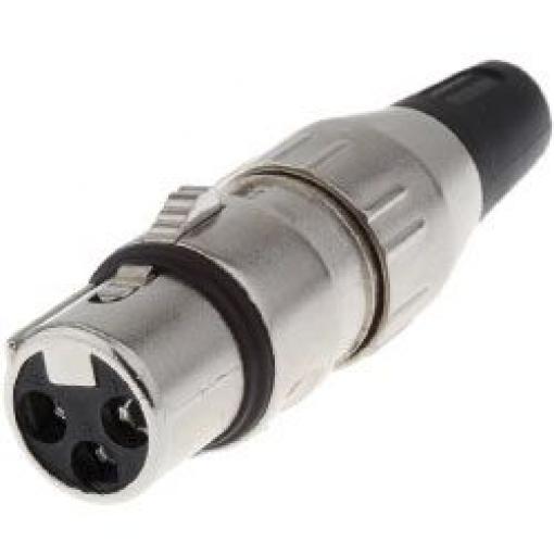 Deltron Konektor XLR, barva Černá, počet kontaktů: 3, orientace těla: Rovný Vnitřní, pokovení: Stříbrná, Kabel, 50 V ac,