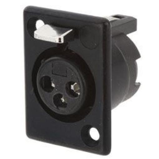 Deltron Konektor XLR, barva Černá, počet kontaktů: 5, orientace těla: Rovný Vnitřní, pokovení: Stříbrná, Panel, 50 V ac,