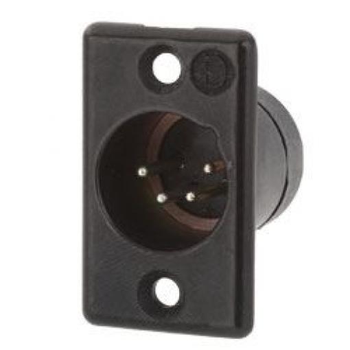 Deltron Konektor XLR, barva Černá, počet kontaktů: 4, orientace těla: Rovný Vnější, pokovení: Stříbrná, Panel, 50 V ac,