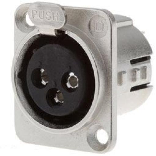 Deltron Konektor XLR, barva Černá, počet kontaktů: 5, orientace těla: Rovný Vnitřní, pokovení: Stříbrná, Panel, 50 V ac,