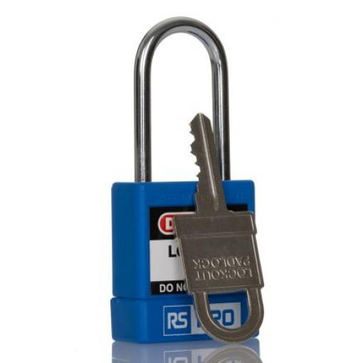 RS PRO, Bezpečnostní blokovací visací zámek Modrá 1 zámek, Ocel, ABS Zámek 5 mm