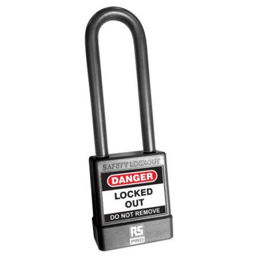 RS PRO, Bezpečnostní blokovací visací zámek Černá 1 zámek, Ocel, ABS, Polyvinylchlorid Zámek 6 mm