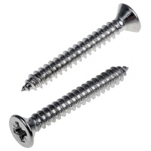 RS PRO Samořezný šroub, Obyčejný, Nerezová ocel hlavice Zapuštěná, délka: 32 mm