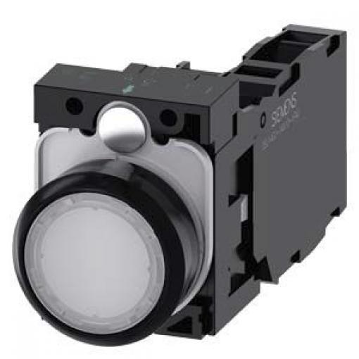 Siemens Tlačítkový spínač, řada: SIRIUS ACT 3SU11 SPDT Panel Okamžité Osvětlené 22 mm 10 A, barva LED: Bílá
