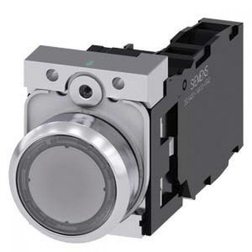 Siemens Tlačítkový spínač, řada: 3SU1 SPDT Panel Okamžité Osvětlené 22 mm 10 A, barva LED: Bílá