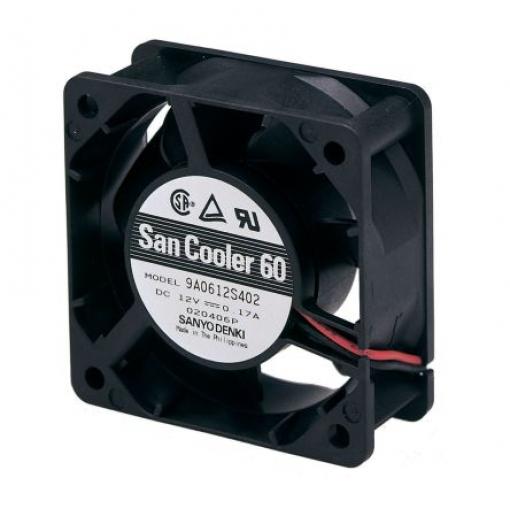 Sanyo Denki Axiální ventilátor, řada: 9A, průtok vzduchu: 31.8 m³/h 1.32 W 12 V dc 110 mA IP68 25 mm 60 mm 60 mm