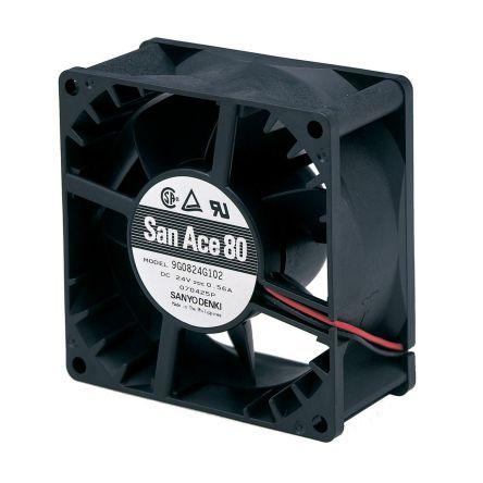 Sanyo Denki Axiální ventilátor, řada: 9G, průtok vzduchu: 152.9 m³/h 13.4 W 24V dc 560 mA IP68 38 mm 80mm 80 mm