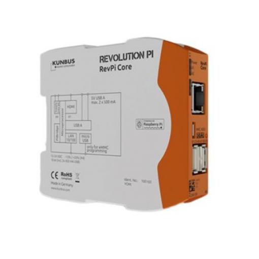 Průmyslový počítač, řada: RevPi Core 700 MHz čtyřjádrový, BCM2835 700 MHz Linux, 96 x 22,5 x 110,5 mm Polykarbonát IP20