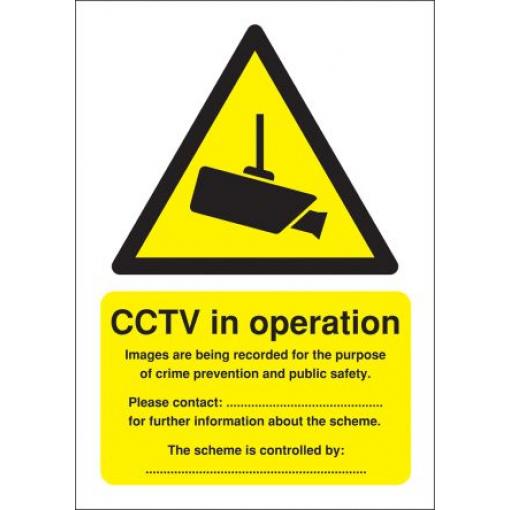Značka CCTV, Polypropylen, Angličtina CCTV Sign, výška: 420 mm, šířka: 297 mm RS PRO
