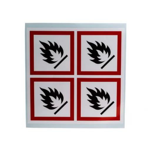 Bezpečnostní štítek, Bílá, Lesklý polymerický vinyl GHS Flammable RS PRO, výška: 100 mm, šířka: 100 mm