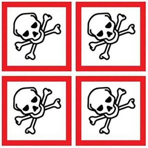 Bezpečnostní štítek, Bílá, Lesklý polymerický vinyl GHS Toxic RS PRO, výška: 100 mm, šířka: 100 mm