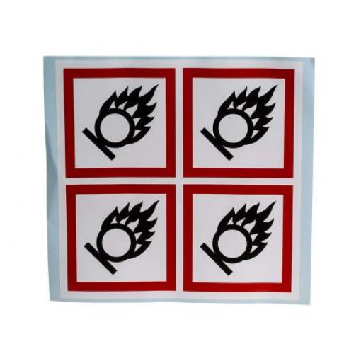 Bezpečnostní štítek, Bílá, Lesklý polymerický vinyl GHS Oxidising RS PRO, výška: 100 mm, šířka: 100 mm