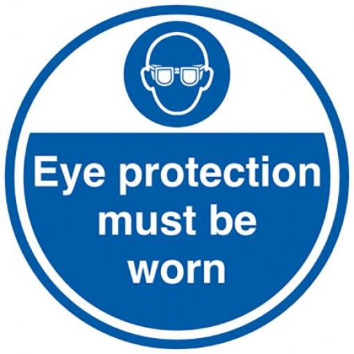RS PRO Povinná značka, Vinyl, Bílá Eye Protection Must Be Worn Angličtina Samolepicí