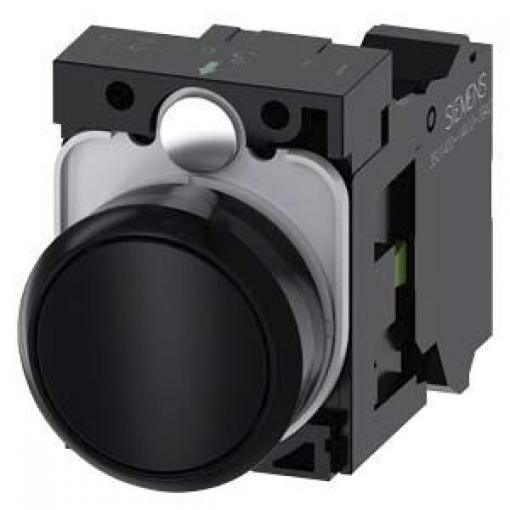 Siemens Tlačítkový spínač, řada: SIRIUS ACT 3SU11 SPST Přední montáž Okamžité 22 mm 10 A 500 V dc 500 V ac