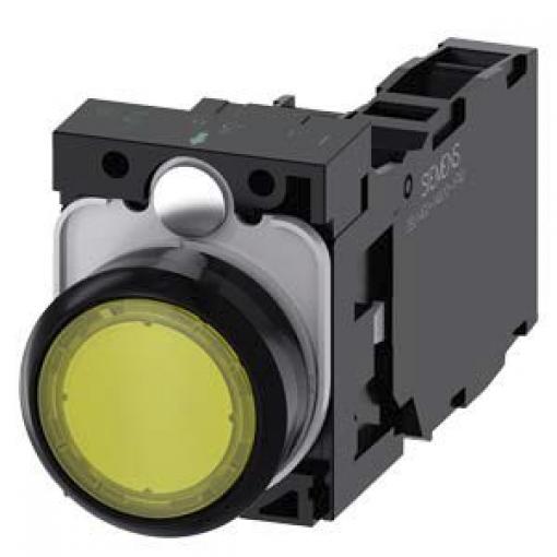 Siemens Tlačítkový spínač, řada: SIRIUS ACT 3SU11 SPDT Přední montáž Okamžité Osvětlené 22 mm 10 A, barva LED: Žlutá 500