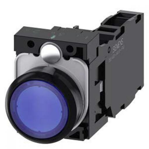 Siemens Tlačítkový spínač, řada: SIRIUS ACT 3SU11 SPDT Deska Okamžité Osvětlené 22 mm 10 A, barva LED: Modrá 500 V dc