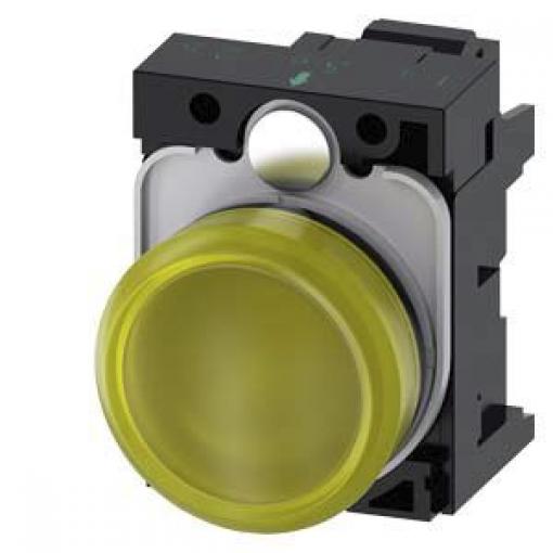 Siemens Indikátor, řada: SIRIUS ACT 3SU11 Montáž do panelu LED Žlutá, průměr výřezu: 22 mm IP67, IP66, IP20, IP69 Kulatý