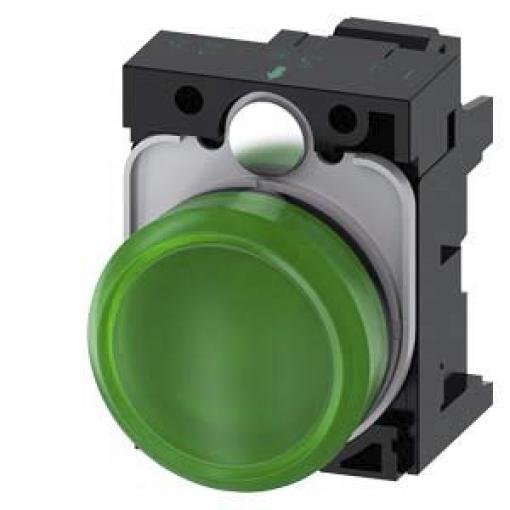 Siemens Indikátor, řada: SIRIUS ACT 3SU11 Montáž do panelu LED Zelená, průměr výřezu: 22 mm IP20, IP69, IP67, IP66