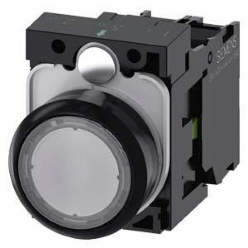 Siemens Tlačítkový spínač, řada: SIRIUS ACT 3SU11 SPST Deska Okamžité Osvětlené 22 mm 10 A, barva LED: Bílá 500 V dc 500