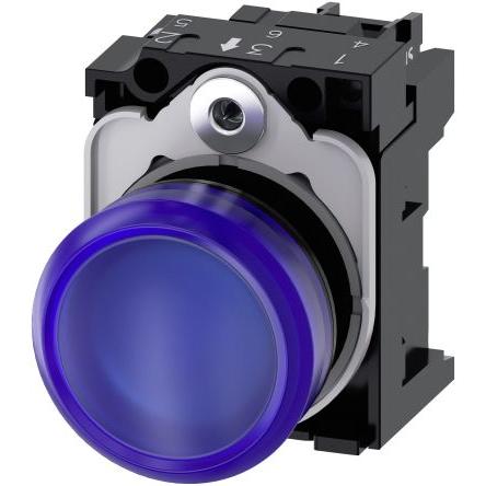 Siemens Indikátor, řada: SIRIUS ACT 3SU11 Montáž do panelu LED Modrá, průměr výřezu: 22 mm IP67, IP20, IP66, IP69 Kulatý