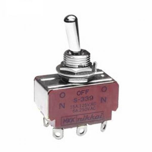 NKK Switches Přepínač IP67 Panel DPDT Zap-vyp-zap ovládání 15 A Pájecí 30 V dc