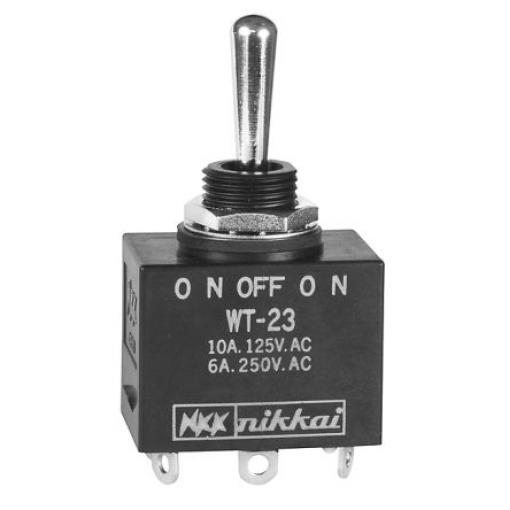 NKK Switches Přepínač IP60, IP67 Panel DPDT Zap-vyp-zap ovládání 10 A (AC) Pájecí 30 V dc