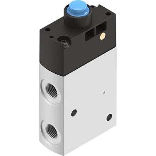 Pneumatický ventil s ručním ovládáním, řada: VMEF Plunžr G 1/8 G, materiál tělesa: Hliníková slitina 8031331, teplotní