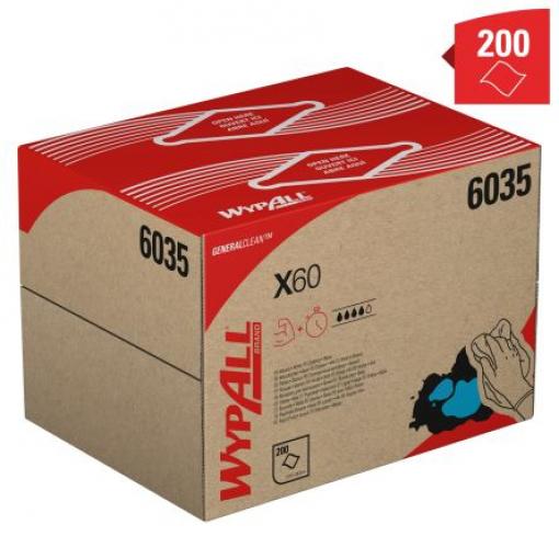 WYPALL Hadry, WypAll X60 General Clean 6035, sortiment: X60, Bílá, Průmyslové čištění Suché Krabice, počet ubrousků: 200