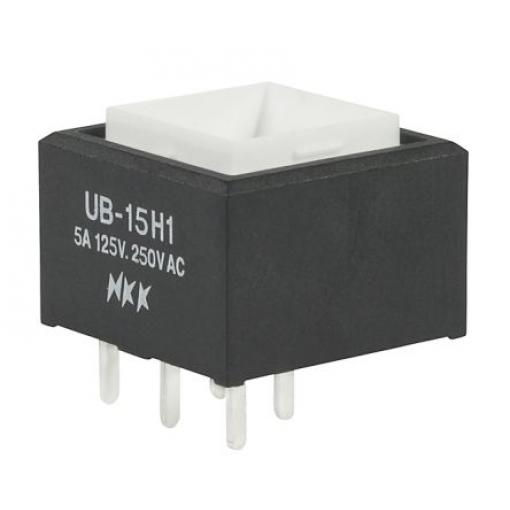 NKK Switches Tlačítkový spínač, řada: UB SPDT Průchozí otvor zap-zap Osvětlené 5 A, barva LED: Zelená 30 V dc 250 V ac